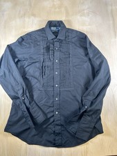 Polo Ralph Lauren Estate Custom Fit Black Pleated Bib Tuxedo Shirt Mens 17-35