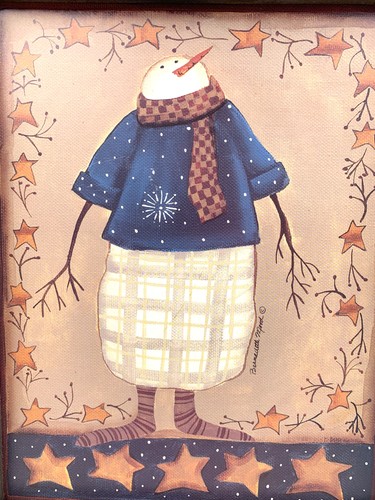 Rustic Framed Snowman Wall Art Print Bernadette Marz Folk Country Décor 11 x 13 - Picture 2 of 4