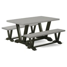 East West Furniture V-Style 3-piece Wood Kitchen Set in Black