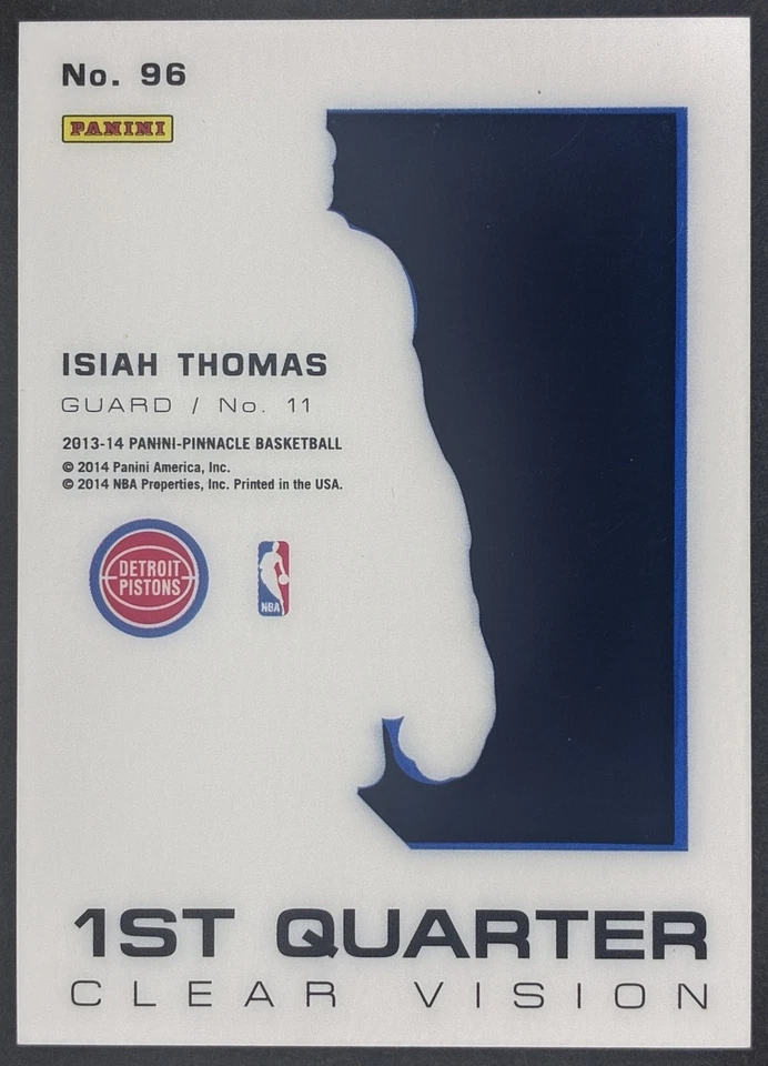Pistones Pinnacle Isiah Thomas #96 Clear Vision 1st Prospect 2013-14 cuarto Foto 2 de 4