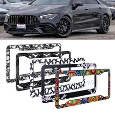 Steel 12.2" x 6.3" Fashionable Front Back License Plate Cover for US CA Cars