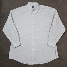 Brooks Brothers Dress Shirt Mens 18 36/37 Blue Plaid Non-Iron Long Sleeve Button