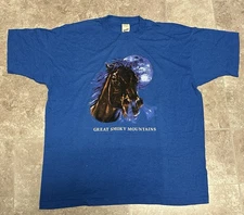 vintage screen stars shirt 2XL Great Smokey Mountains Blue