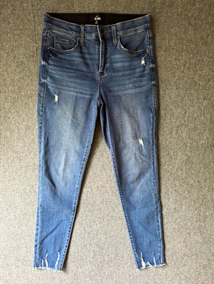 LuLaRoe Women's Blue Denim Skinny Jeans Size 28 Medium Wash Distressed Frayed