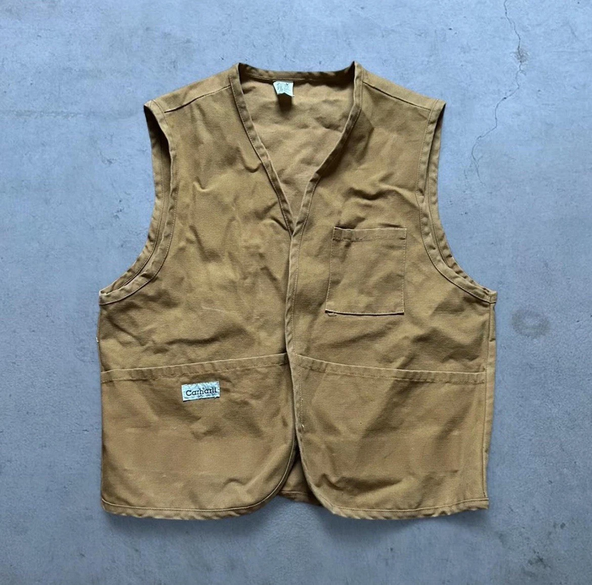Rare Vintage 80s Carhartt Made in USA Duck Hunting Canvas Vest - Large
