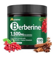organic Berberine Supplement - 180 Count Berberine with Ceylon Cinnamon Citrus