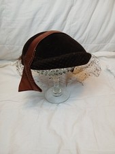 Women  s Zephyr Brown Pillbox Hat Vintage 50s 1950s Fashion Pillbox Made France