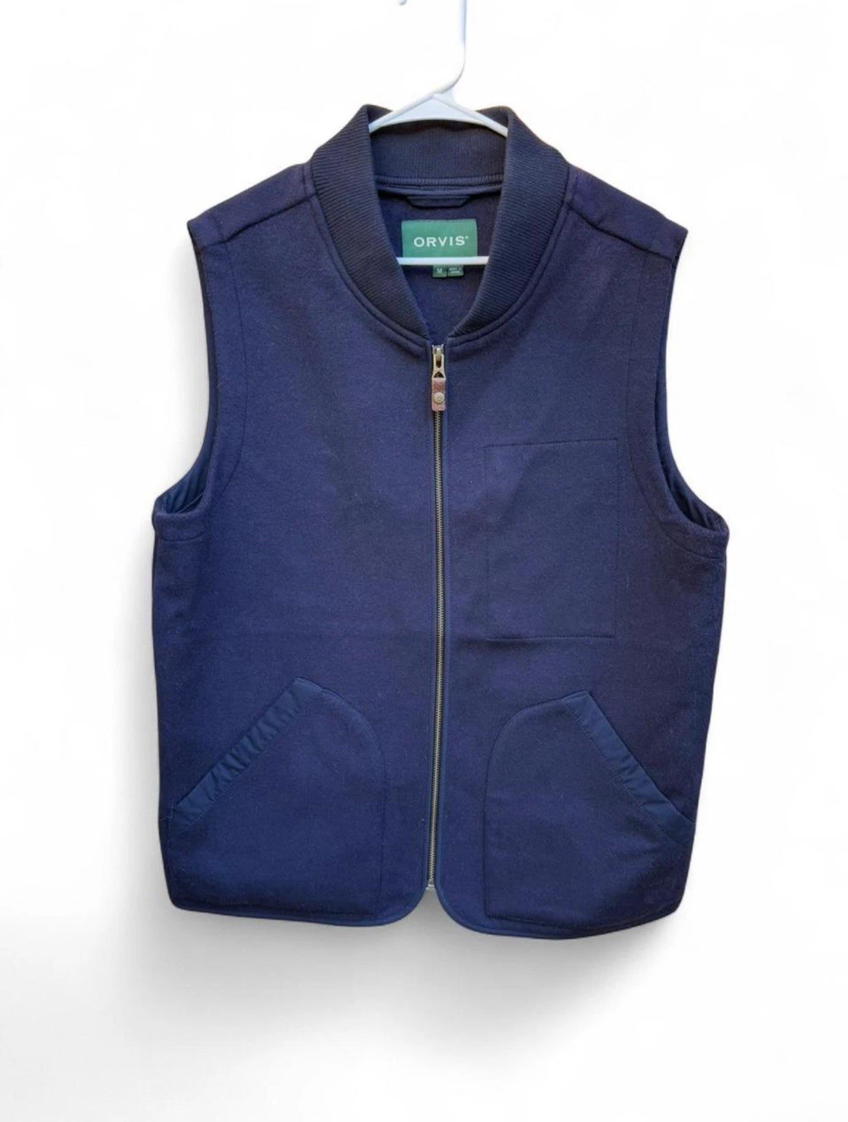 Orvis Navy Blue Wool Blend Vest — Men’s Size M