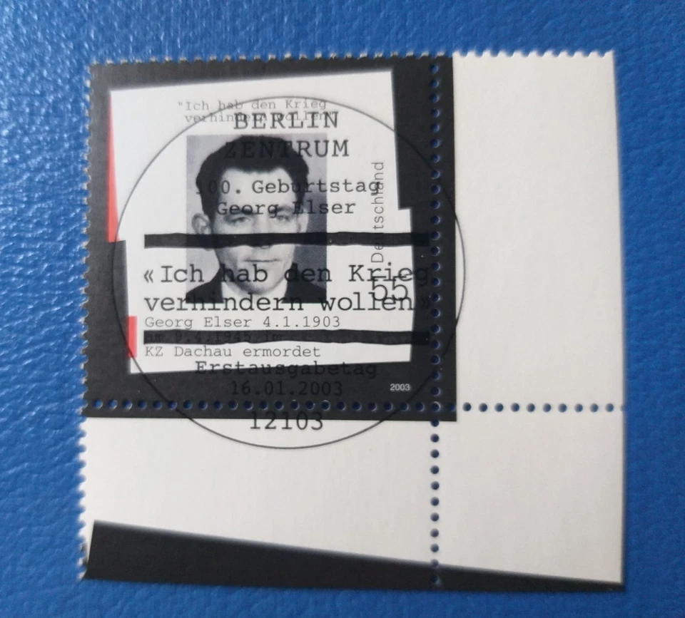 BRD 2003 Briefm.100. Geburtstag Georg Elser-Widerstandskämpfer, Bombe für Hitler - Bild 1 von 1
