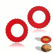 yayaboqu Silicone Mini Pie Crust Protectors Set of 2 - Non-Stick small, Red