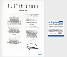 'Dustin Lynch' Country Star Signed Lyric Sheet 'Ridin' Roads' ACOA