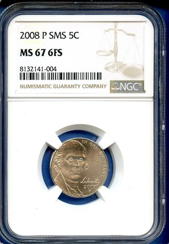 2008 P NGC SMS MS67 6FS Jefferson Nickel 5c US Mint Coin 2008-P MS-67 6FS