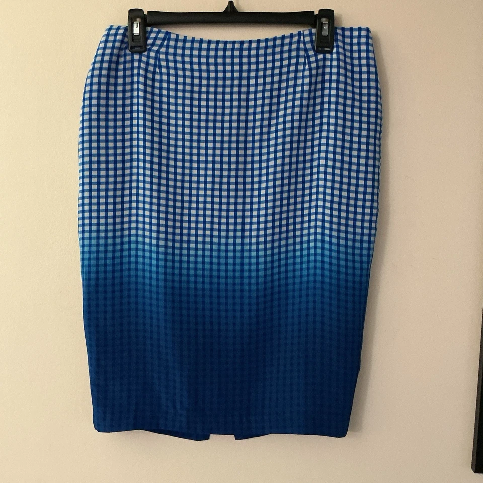 全新带标签 Baily 44 女式裙 10 蓝色格子长袍 100% 真丝直 Astley 美国 — 第 3/4 张图片