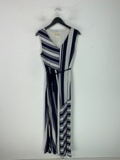 Phase Eight Navy Stripe Maxi Dress Wrap Sleeveless Pullover Stretchy UK 14