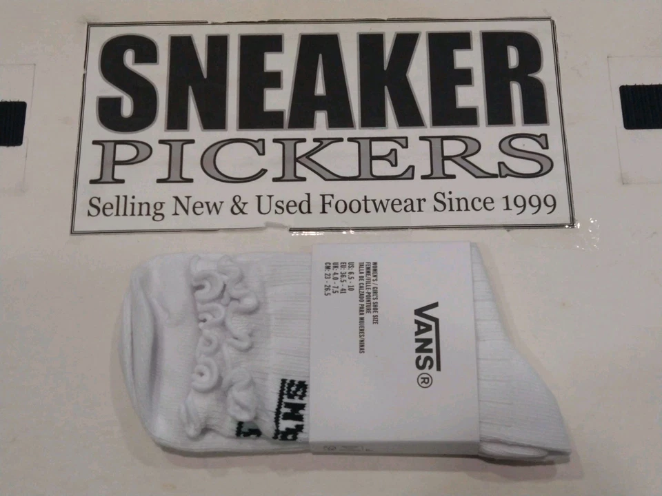 Vans Womens PREMIUM Ruffle Hem Socks - White / Black - Size: 6.5-10 - NWT - RARE - Image 2 of 4