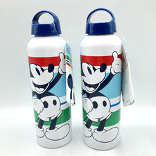 2 Disney Store Mickey Mouse Striped Aluminum Water Bottles 26oz BPA Free