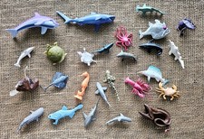 Lot Of 26 Ocean Sea Life Animals 2" To 5.5" Fish, Whales, Sharks, Turtles Toys