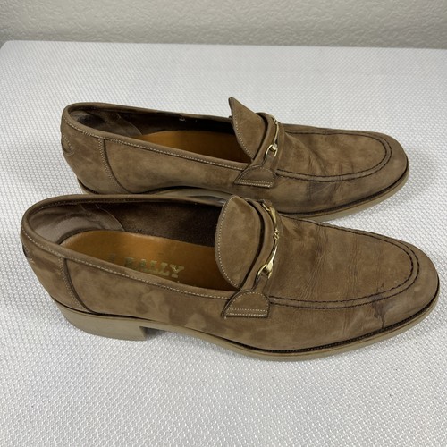 Scarpe mocassini slip-on Bally of Switzerland Locarno in pelle marrone da uomo taglia 9,5D - Foto 2 di 12