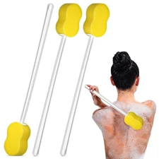 3 Pieces Long Handle Sponge 22.4'' Back Sponge on a Stick Body Brush Handled ...