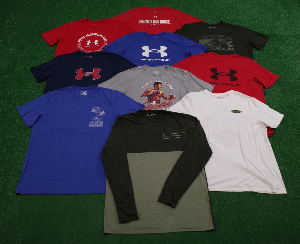 LOT Of 10 Under Armour Heatgear T Shirt Graphic Tees Workout Gym Men’s XL-image
