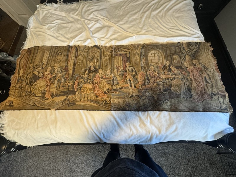 Vintage Belgian Tapestry 18th century motif image 18x53 inches