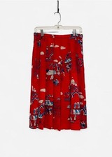 Vintage Pendleton Paris Novelty Print Pleated Midi Skirt Size 10