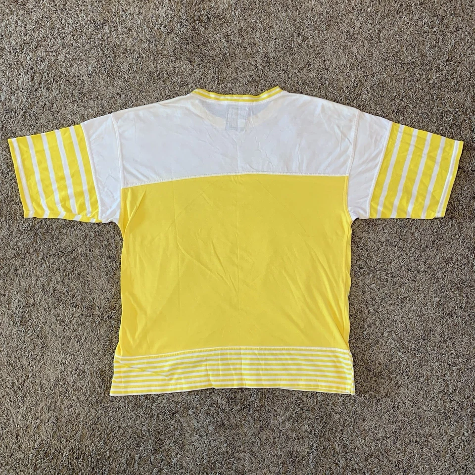 Vintage Trader Bay Shirt Mens XL Yellow Color Block Striped 90s Skate Surf - Image 4 of 4
