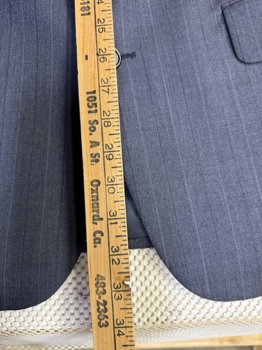 Vintage Burberry Navy Suit Striped Wool 1990s Size 42 Pants waist size 34 - Picture 11 of 19