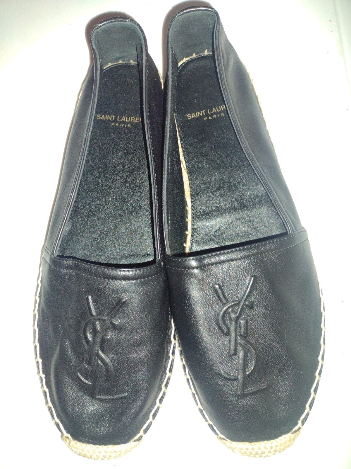 Saint Laurent Monogram Espadrillas in pelle nera da donna 37 1 2