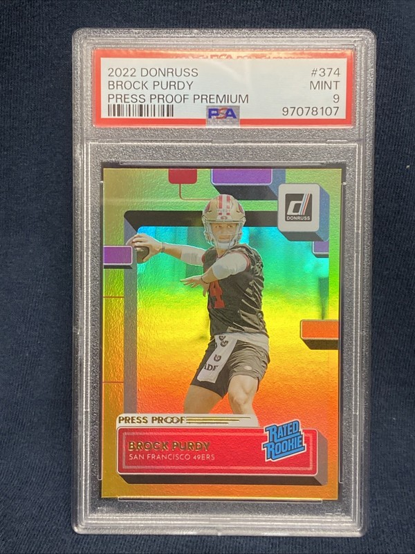 2022 Donruss - Rated Rookie Brock Purdy #374 Press Proof Premium (RC) Mint PSA 9