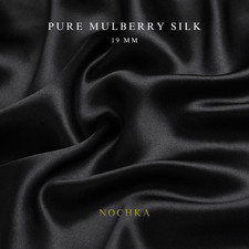 Black 100% Pure Mulberry Silk Fabric by the Y...