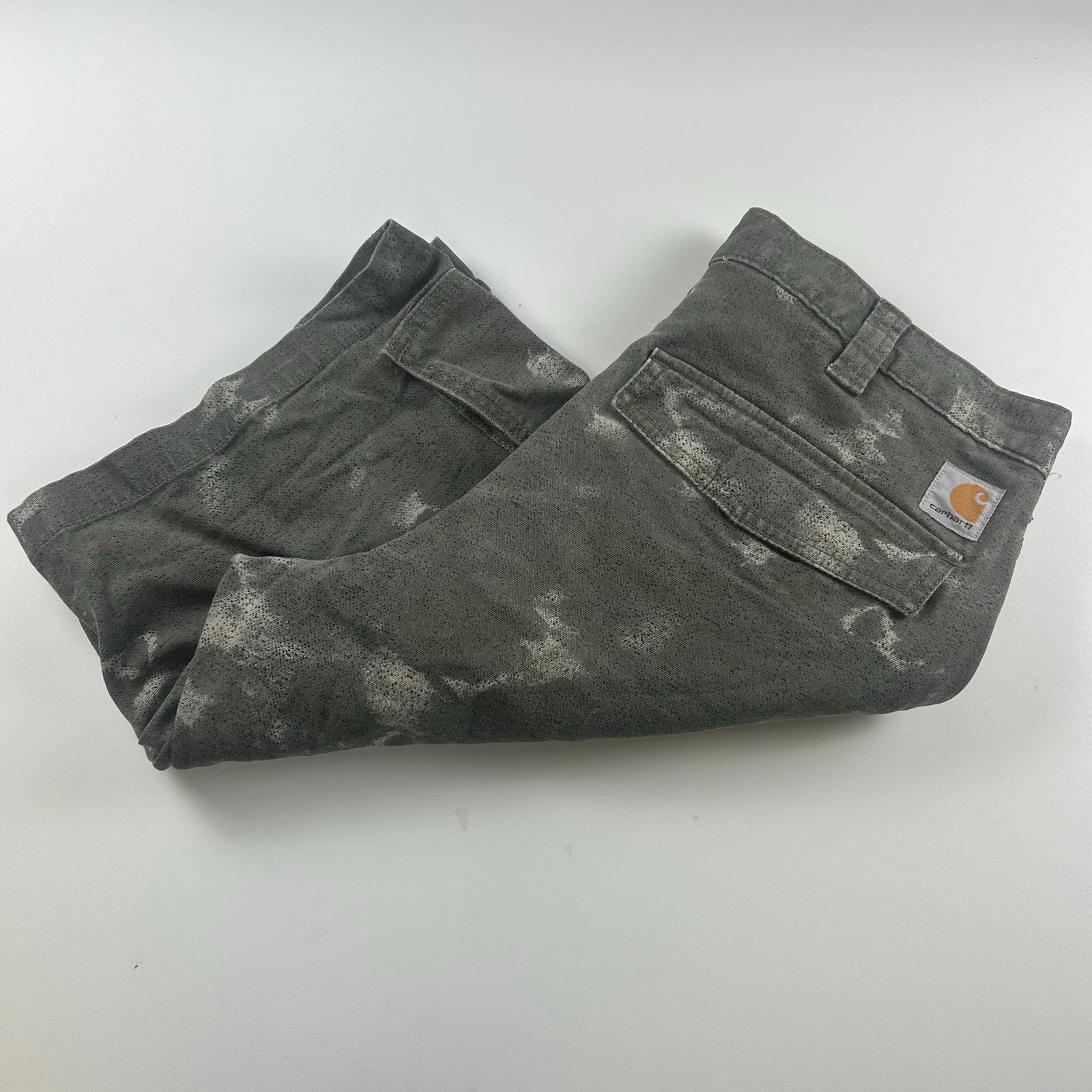 Carhartt Men’s SZ 32 Rugged Flex Relaxed Fit Canvas Cargo Work Shorts Green Camo