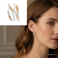 Damen Creolen Klappcreolen Echt Silber 925 Bicolor