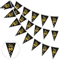 60 Geburtstag Mann Frau Girlande Banner,60 Geburtstag Deko Schwarz Gold, 60. Geb