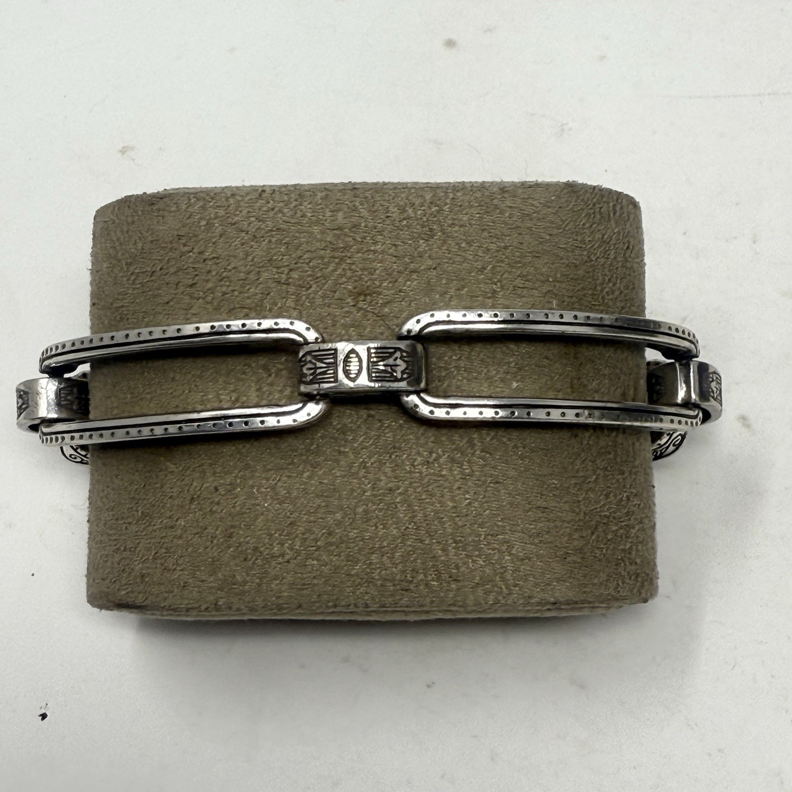 BRIGHTON Open Scrolled Rectangle Silver Tone Link… - image 1