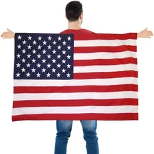 FUTUREPLUSX American Flag Cape, Wearable USA Flag Costume Outfit with Sleeves Cl