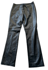 NEW RALPH LAUREN SPORT navy blue TIE FRONT LEATHER VINTAGE PANTS sz 8