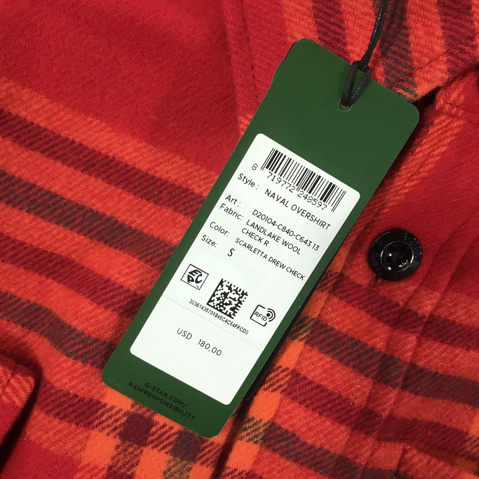 G-Star RAW Jacket Womens Small Plaid Naval Overshirt Wool Blend D20044-C840-6543 image 6