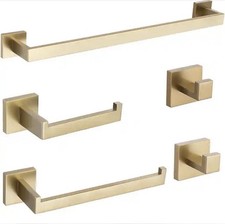 BWE 5-Piece Bath Hardware Set with Double Hooks Towel Ring Toilet Paper Holder