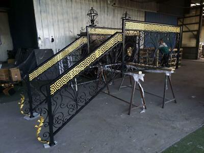 BEAUTIFUL GREEK KEY WROUGHT IRON DESIGNER FRONT STEP RAILINGS - GKFS43 ...
