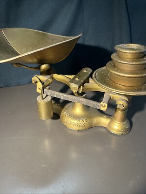 Vintage Cast Iron Mercantile Balance Shop Scales with Weights Jacob Bros No 4