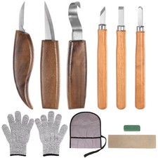 10 in 1 Wood Carving Tools Set Hand Carving Tool with Roll Bag