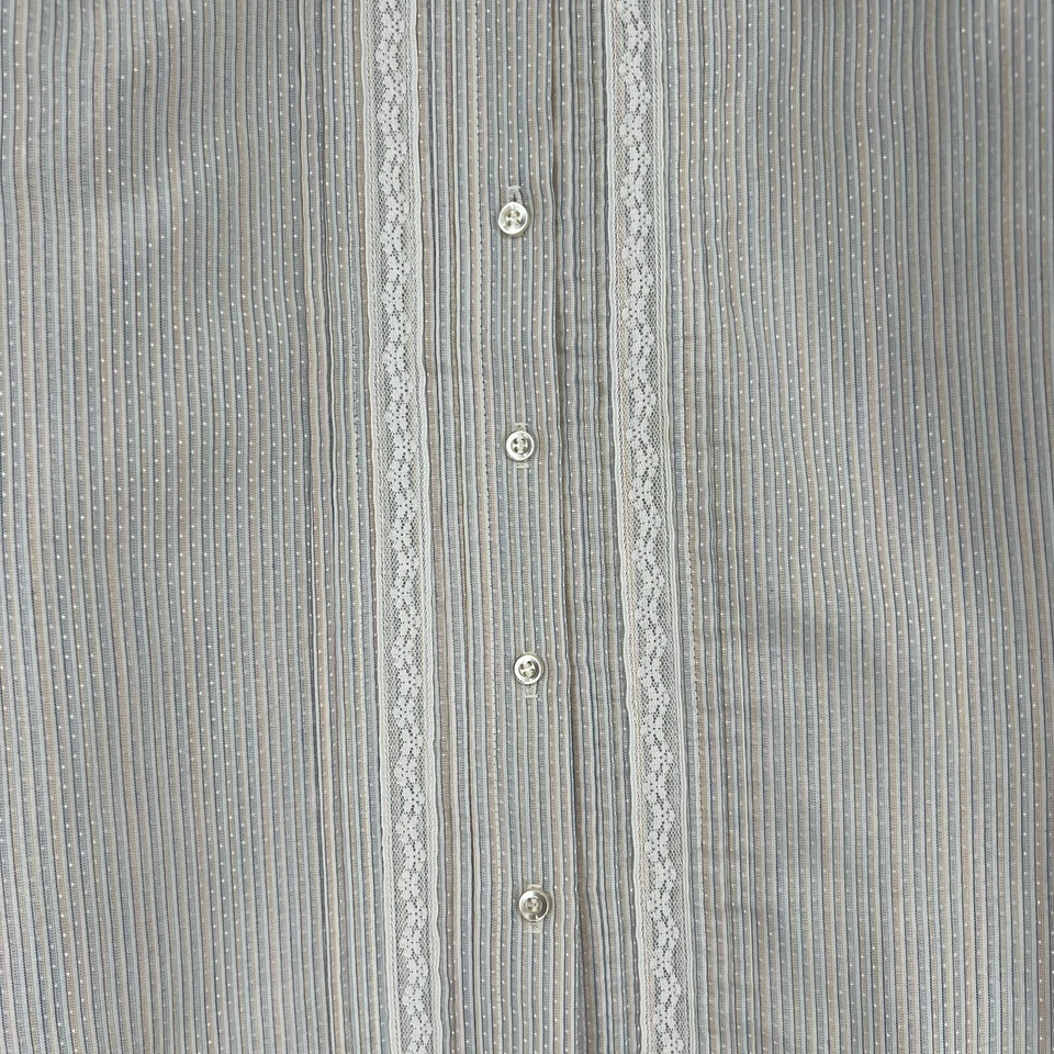 Blusa Lady Manhattan VTG Top Feminina 8 Vitoriana Feminina Babado Listra Romântica - Imagem 4 de 4