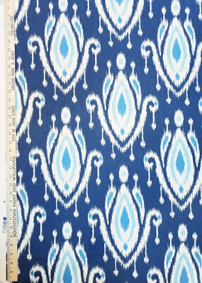 Fabric Navy Ikat Cerulean Sky Blue Cotton 54'' W Richloom By The YARD FREE SHIP