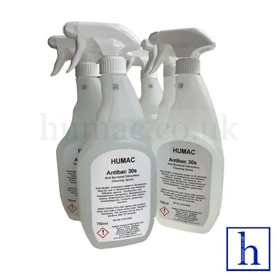 HUMAC AntiBac 30 second Fast Action Anti Bacterial Odourless Cleaning Spray 6 x 750ml