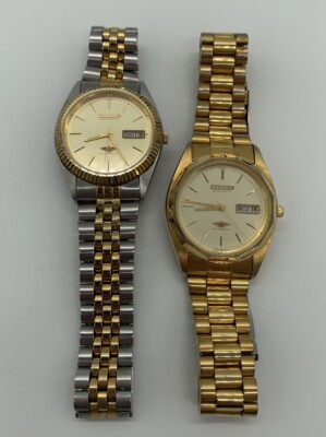 2x Citizen Eagle 7 Automatik Ersatzteile! DEFEKT! BASTLER Vintage 21 Jewels gold
