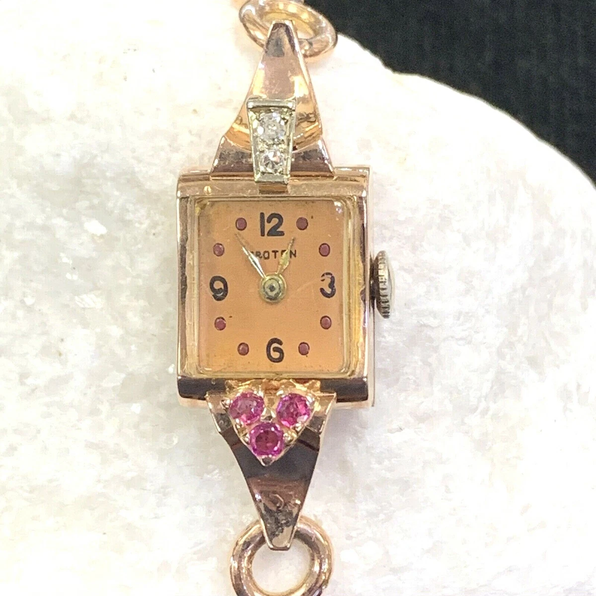 Vintage Croton Rose Gold-Tone Square Diamond Case Sapphire Crystal Women\'s Watch FINALE Diamond Case with Mother of Pearl Dial Ladies Swiss  main image 4