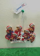 Personalized Teddy Bears Family of 6 around presents Christmas Tree Ornaments