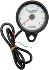 DRAG SPECIALTIES 2211-0126 TACH BLK 2.4" WHT W/LED