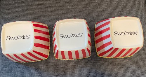 3 Swoozie’s Square Ceramic Bowl With Summer Beach Ball Design Yellow Red Stripes - Picture 4 of 11